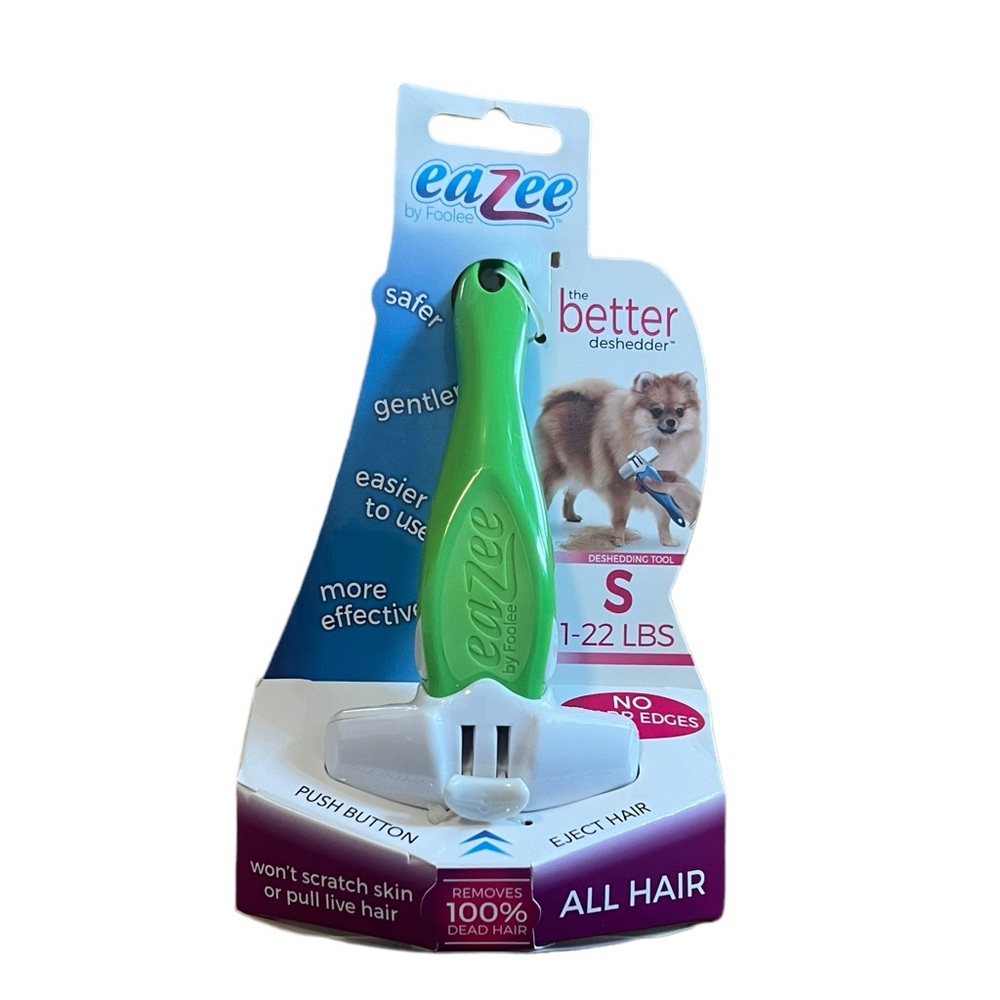 Eazee Small Dog DeShedding Brush By Foolee (Green or Red)